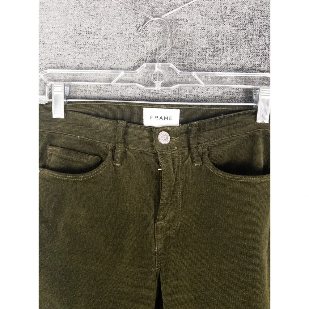 Frame‎ Le Crop Mini Boot Corduroy Jeans Womens 25 Green Solid Cut Off